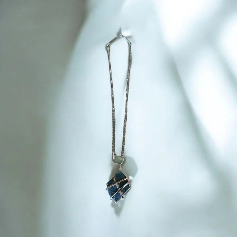 Kenneth Cole Silver and Blue Pendant Necklace